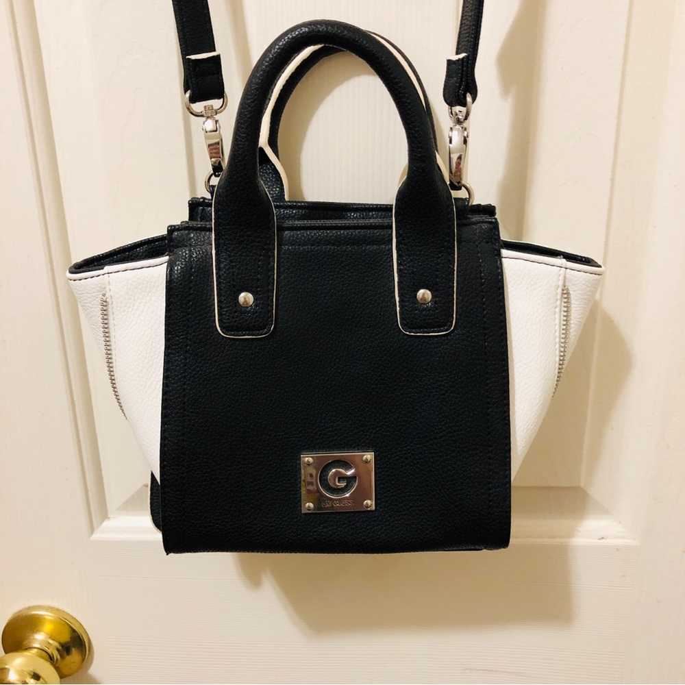 Beautiful Black and White G by Guess Satchel.